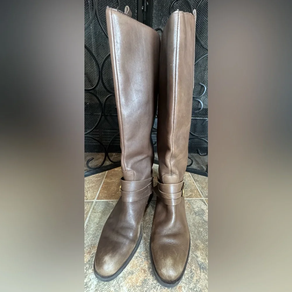 Franco Fortini Brown Leather Knee-High Riding Boots